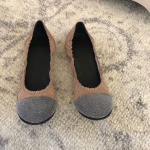 Ballet flat with silver toe